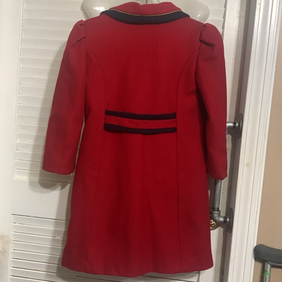 Original Doren Girl Coat Red / Navy Gold rope trim size 6x 100% wool - Picture 8 of 12